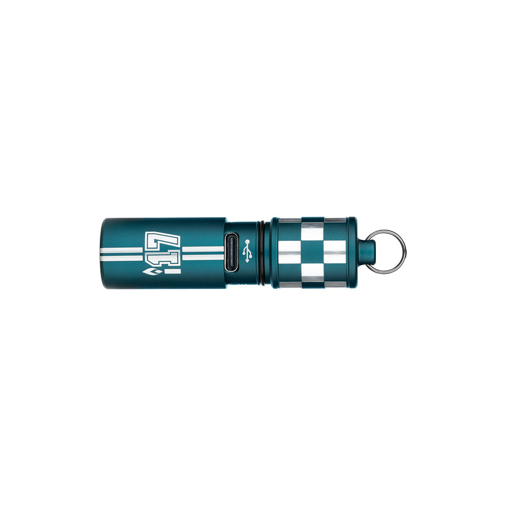 Olight i17 Checkered Flag USB-C Rechargeable EDC Keychain Flashlight