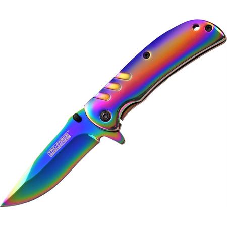 Tac Force TF-847RB Rainbow Ti-Coat Framelock Folding Knife, Assisted Opening