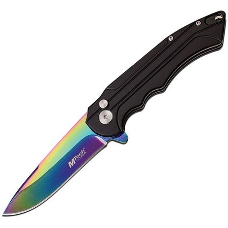 MTech 1022RBK Button Lock Spectrum Folding Knife with Black Aluminum Handle