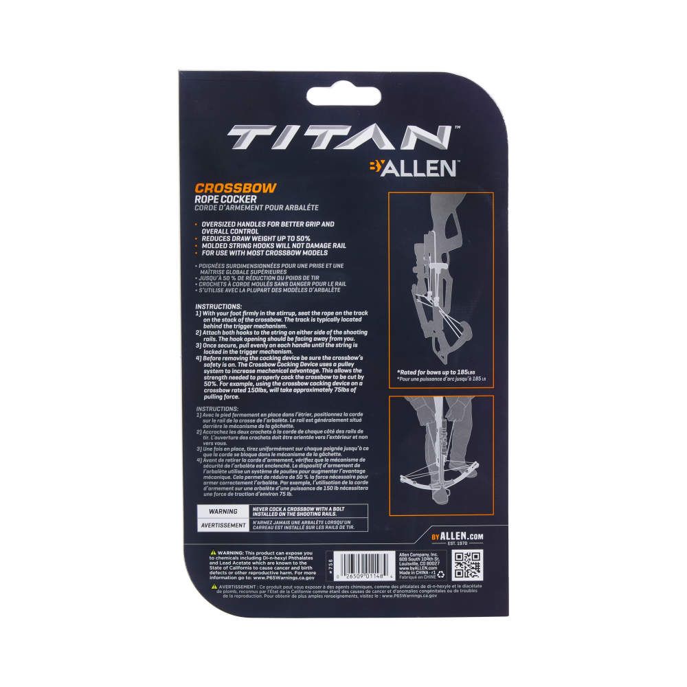 Titan Crossbow Cocking Rope, Black/Red