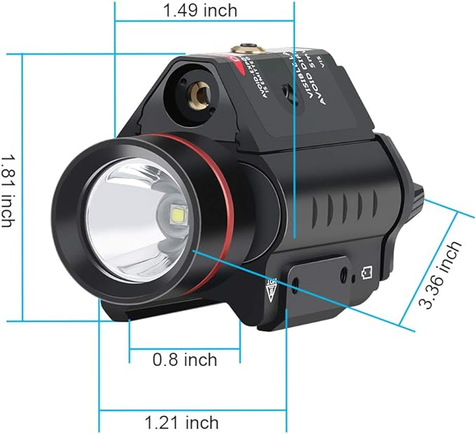 200 Lumen LED Flashlight Laser with Picatinny Rail Mount