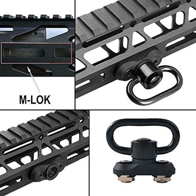 2pcs QD Sling Swivel Mount, Removable Sling Heavy Duty Push Button Quick Release, Swivel Adapter M-lok Mount