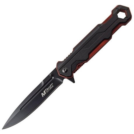 Mtech A1128RD Flipper Folding Knife, Assisted Opening, Aluminum Black