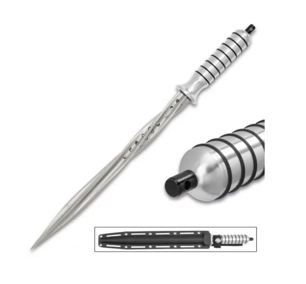 Grey Ti Spiral Dagger Fixed Blade Knife, Hollow Handle