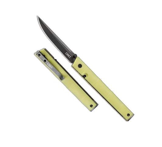 CRKT CEO Bamboo Slimline Folding Knife, GRN Yellow, CRKT 7096YGK