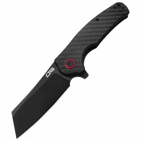 CJRB Crag Flipper Folding Knife, AR-RPM9 Black, Carbon Fiber, J1904-BCF