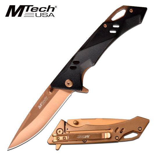 Mtech 1142bz Portable Drop Point Hunting Folding Knife - Bronze