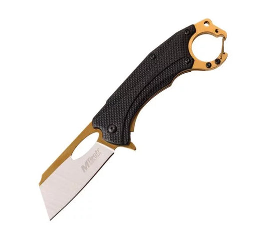 MTA1028BK MTech Knives Linerlock Pocket Knife A/O Gold/Black