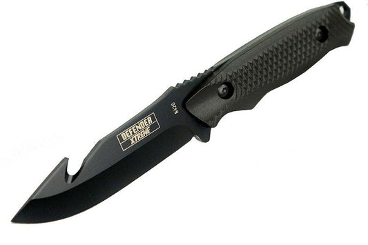 8" Defender Xtreme Gut Hook Hunting Knife with Sheath Black 8426